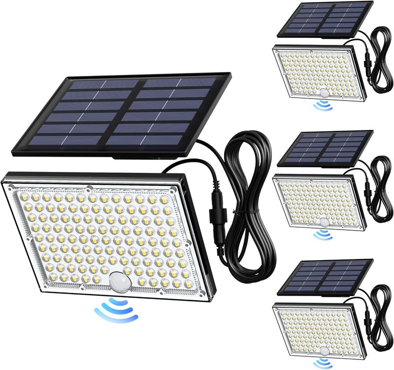 JACKYLED Motion Sensor Flood Lights, 113 LED Cool White Solar Lights for Outside, Dusk to Dawn IP65 Waterproof LED Outdoor Solar Powered Security Spot Lights for Porch Patio Garage (4 Pack) - Image 1